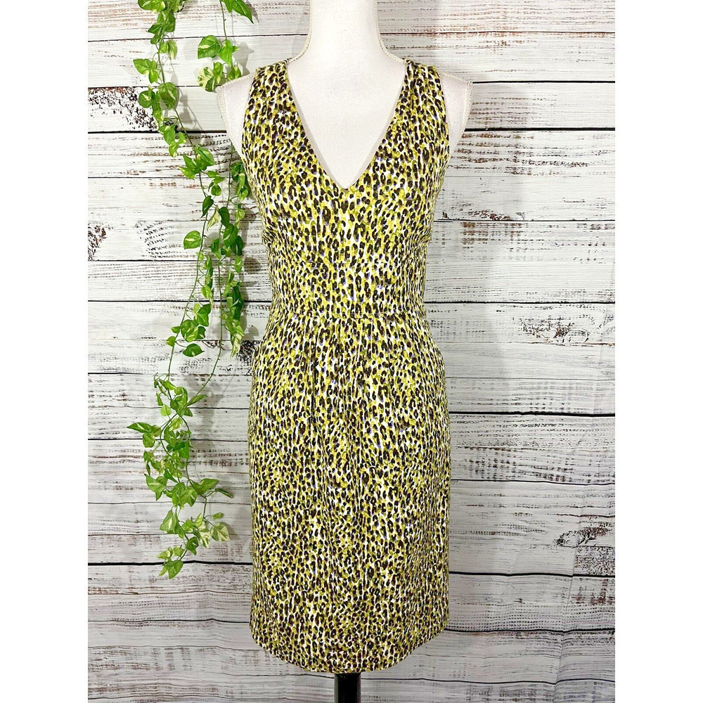 J Crew Dress size 2 Lime Green Purple Pique Straight Wedding Cocktail Evening